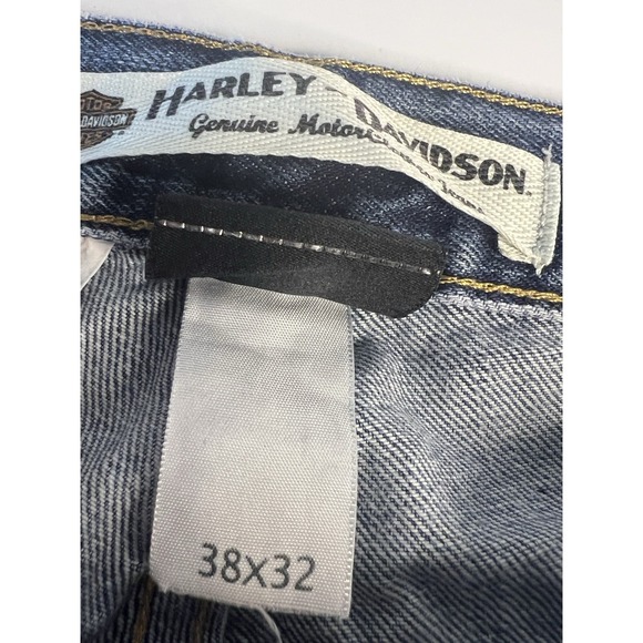 Genuine Harley Davidson Men Blue Denim Jeans Traditional Fit Faded 38x31 - Picture 7 of 12